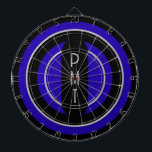 Modern Monogram Dart Board<br><div class="desc">Here is a fun way to express your personal style. Design offers a modern blue and black look. You can choose your own letters. Use the template to personalize.</div>