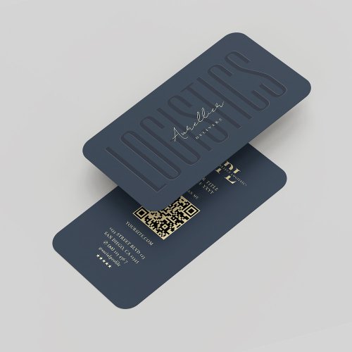 Modern Monogram Delivery Logistics Dark Blue Gold Business Card