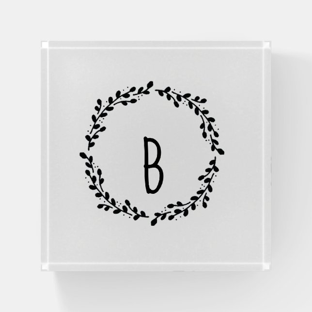 Modern Monogram Design Paperweight (Front)