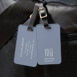 Modern Monogram Dusty Blue Luggage Tag<br><div class="desc">Modern Monogram Dusty Blue Luggage Tag.</div>
