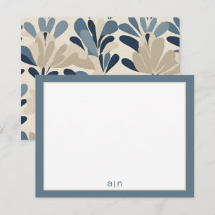 Modern Monogram Dusty Blue Note Card