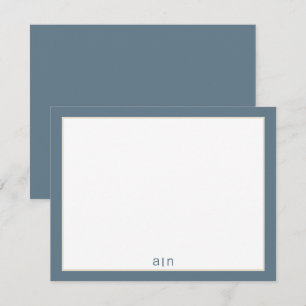 Modern Monogram Dusty Blue Note Card