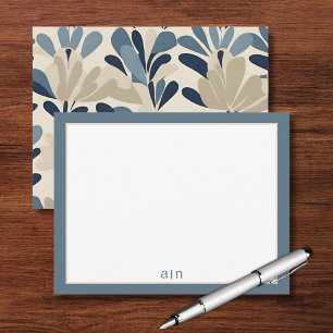 Modern Monogram Dusty Blue Note Card