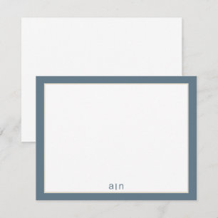 Modern Monogram Dusty Blue Note Card