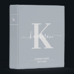 Modern Monogram Dusty Blue School Binder<br><div class="desc">Our minimalist modern monogram design is sleek, contemporary, and features classic serif typography and stylized cursive we've all grown to love. Showcase your school work in style with this unique design. Whether you're in need of a binder to categorize your studies, or you'd like to capture recipes, vision boards or...</div>