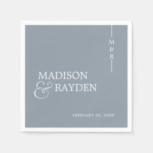 Modern Monogram Dusty Blue Wedding Napkins