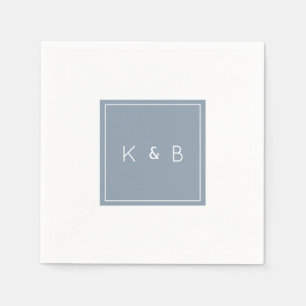 Modern Monogram Dusty Blue & White Cocktail Napki Napkins
