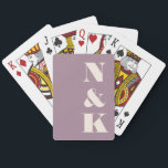 Modern Monogram Dusty Purple Custom Wedding Favor Poker Cards<br><div class="desc">Add a stylish and personal touch to your game nights with these modern custom playing cards in dusty purple. Featuring bold serif initials, this chic design is perfect for couples, families, or anyone who loves a sophisticated aesthetic. Whether for poker nights, a fun party gift, or a unique wedding favor,...</div>