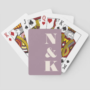 Modern Monogram Dusty Purple Custom Wedding Favor Poker Cards