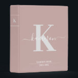 Modern Monogram Dusty Rose School Binder<br><div class="desc">Our minimalist modern monogram design is sleek, contemporary, and features classic serif typography and stylized cursive we've all grown to love. Showcase your school work in style with this unique design. Whether you're in need of a binder to categorize your studies, or you'd like to capture recipes, vision boards or...</div>