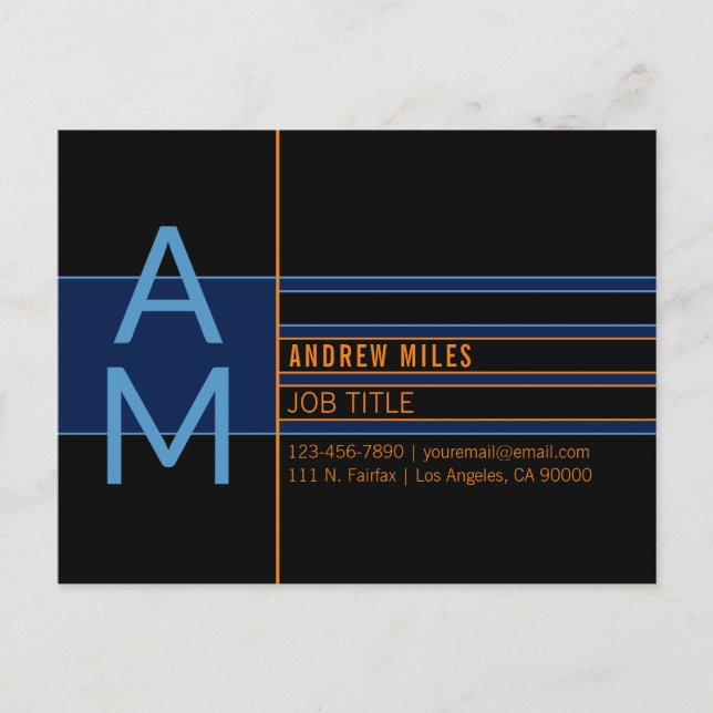 Modern Monogram & Editable Shapes & Colors Postcard (Front)