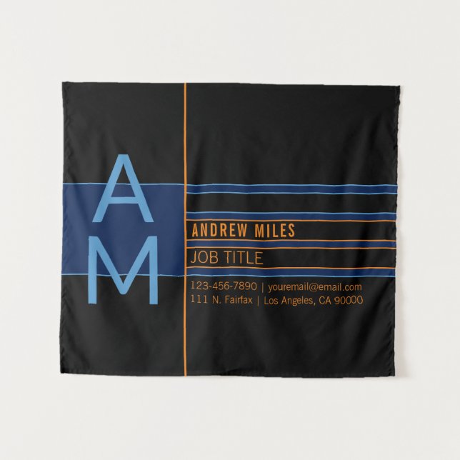 Modern Monogram & Editable Shapes & Colors Tapestry (Front (Horizontal))