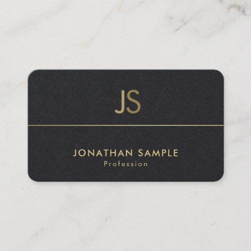 Modern Monogram Elegant Black Gold Luxury Plain Business Card