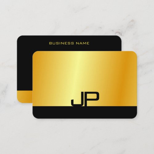 Modern Monogram Elegant Black Gold Template Business Card