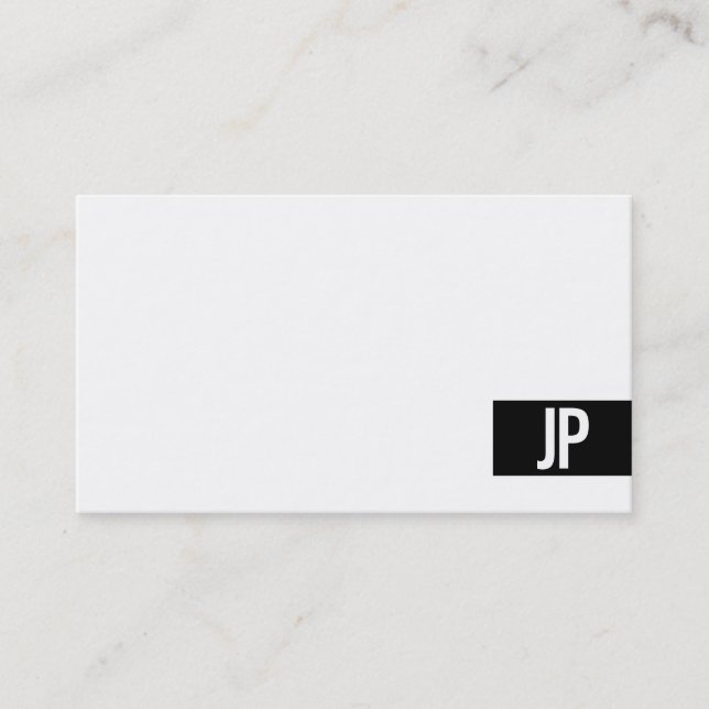 Modern Monogram Elegant Black White Minimalist Business Card (Front)