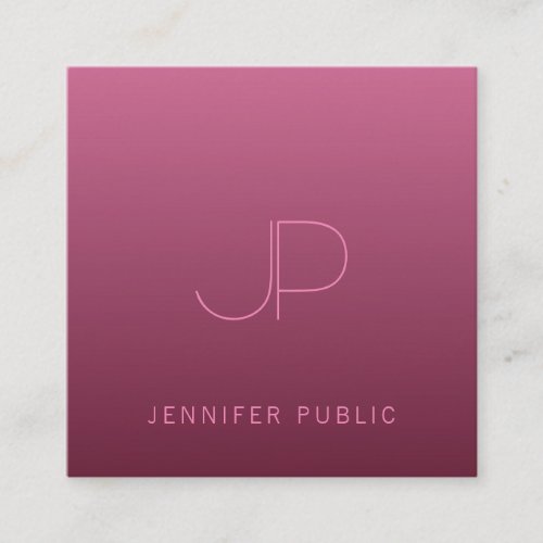 Modern Monogram Elegant Bordeaux Color Template Square Business Card