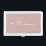 Modern Monogram Elegant Calligraphy Personalized Business Card Case<br><div class="desc">Modern personal monogram business card holder with trendy script calligraphy and minimalist typography design. This is the ivory / blush version.</div>