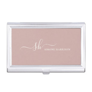 Modern Monogram Elegant Calligraphy Personalized Business Card Case