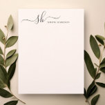 Modern Monogram Elegant Calligraphy Personalized Letterhead<br><div class="desc">Modern personal monogram letterhead with trendy script calligraphy and minimalist typography design for your custom stationery.</div>