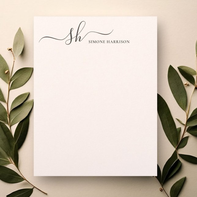 Modern Monogram Elegant Calligraphy Personalized Letterhead (Creator Uploaded)