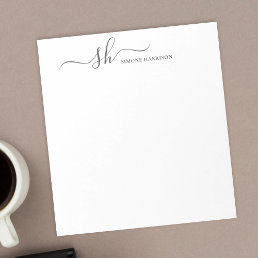 Modern Monogram Elegant Calligraphy Personalized Notepad