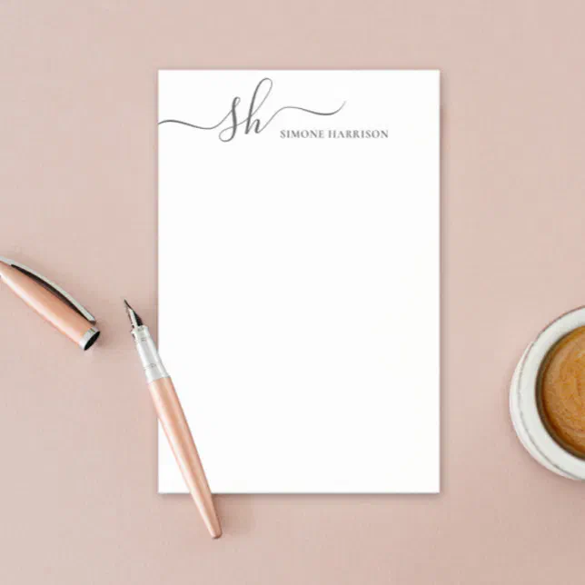 Modern Monogram Elegant Calligraphy Personalized Post-it Notes | Zazzle