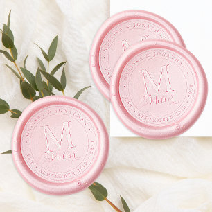 Modern Monogram Elegant Custom Name Date Wedding Wax Seal Sticker