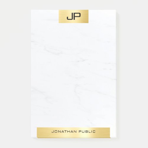 Modern Monogram Elegant Gold Marble Template Post_it Notes