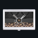Modern Monogram Elegant Leopard Print Hair Stylist Business Card Case<br><div class="desc">Modern Monogram Elegant Leopard Print Hair Stylist Business Card Holder.</div>
