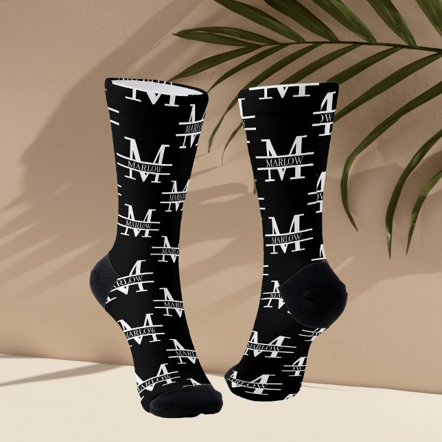 Modern Monogram Elegant Personalized Designer  Socks (Creator Uploaded)