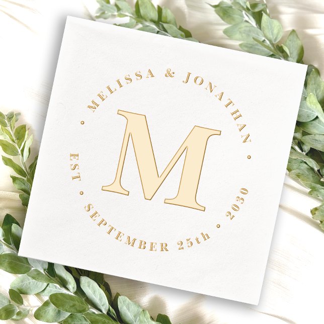 Modern Monogram Elegant Personalized Wedding Gold Foil Napkins (Creator Uploaded)