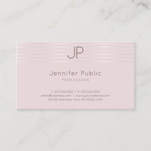 Modern Monogram Elegant Professional Rose Gold Business Card