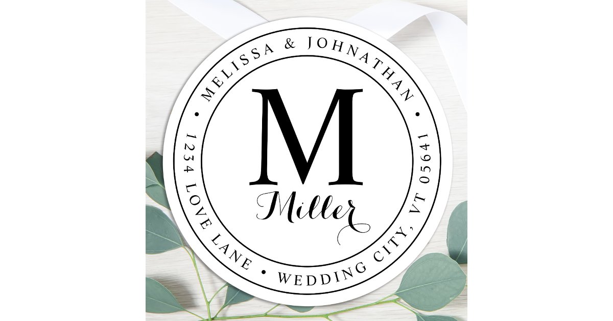 Modern Monogram Elegant Return Address Label | Zazzle