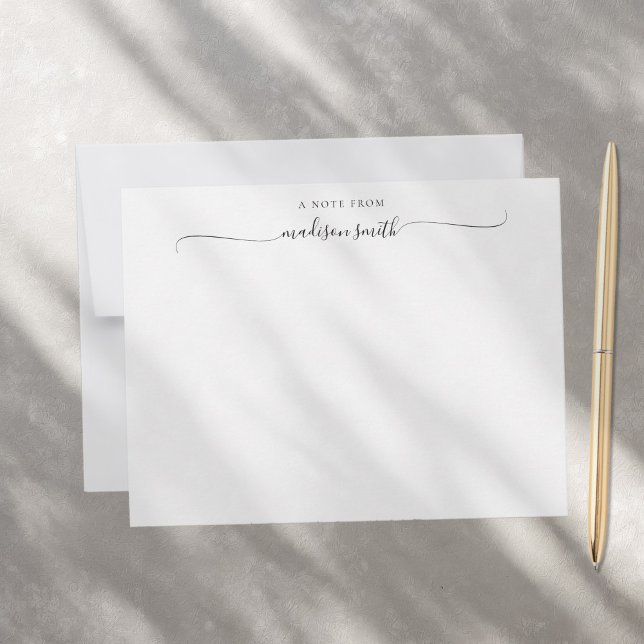 Modern Monogram Elegant Script Calligraphy Name Note Card (Creator Uploaded)