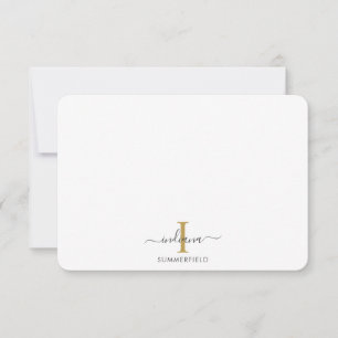 Modern Monogram Elegant Script Thank You Note Card