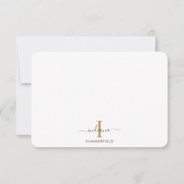 Modern Monogram Elegant Script Thank You Note Card (Front)