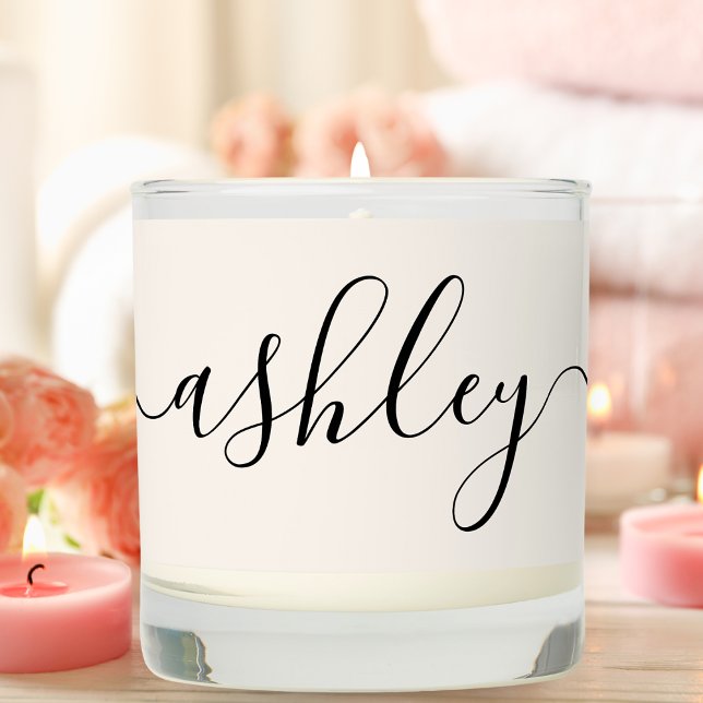 Modern Monogram Elegant Simple Script Name Scented Candle (Creator Uploaded)