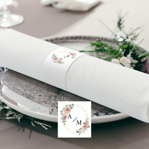 Modern monogram Elegante Pastel Boho Napkin Bands