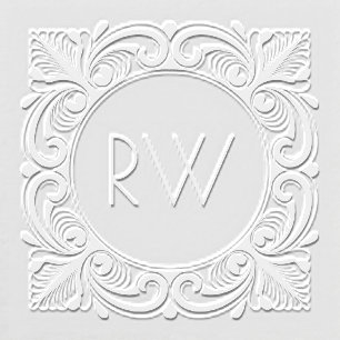 Modern Monogram Embosser with Ornate Square Border