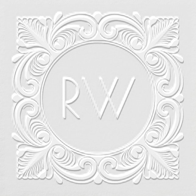 Modern Monogram Embosser with Ornate Square Border (Design)