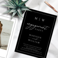 Modern Monogram Engagement Party Invitation