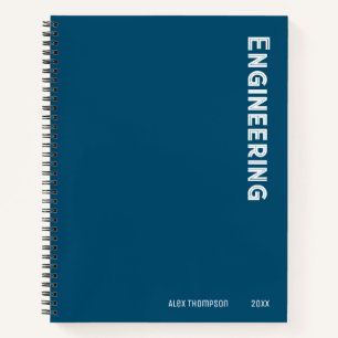 Modern monogram engineering navy blue graph notebook