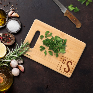 Modern Monogram Etched Cutting Board