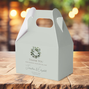Modern Monogram Eucalyptus Wreath   Sage Green Favor Boxes
