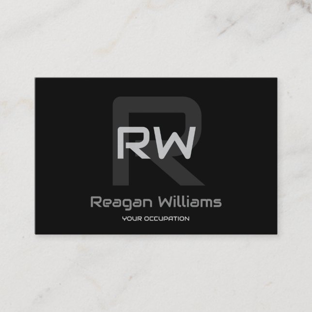 Modern Monogram Euro Business Card (Front)