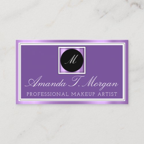 Modern Monogram Event Planner Framed Purple VIP Business Card