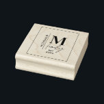 Modern monogram family navy grey stylish  rubber stamp<br><div class="desc">Modern monogram family navy grey stylish elegant family gift</div>