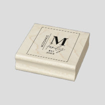 Modern monogram family navy grey stylish  rubber stamp