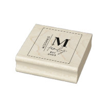 Modern monogram family navy grey stylish  rubber stamp
