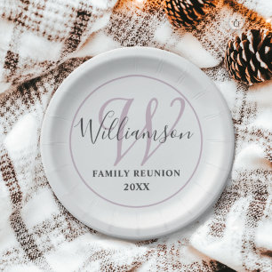 Modern Monogram Family Reunion   Paper Plates